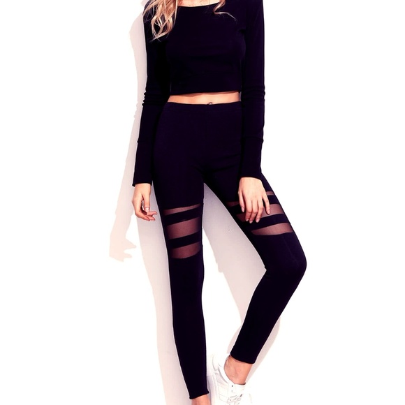 Mesh Insert Leggings - Picture 1 of 4